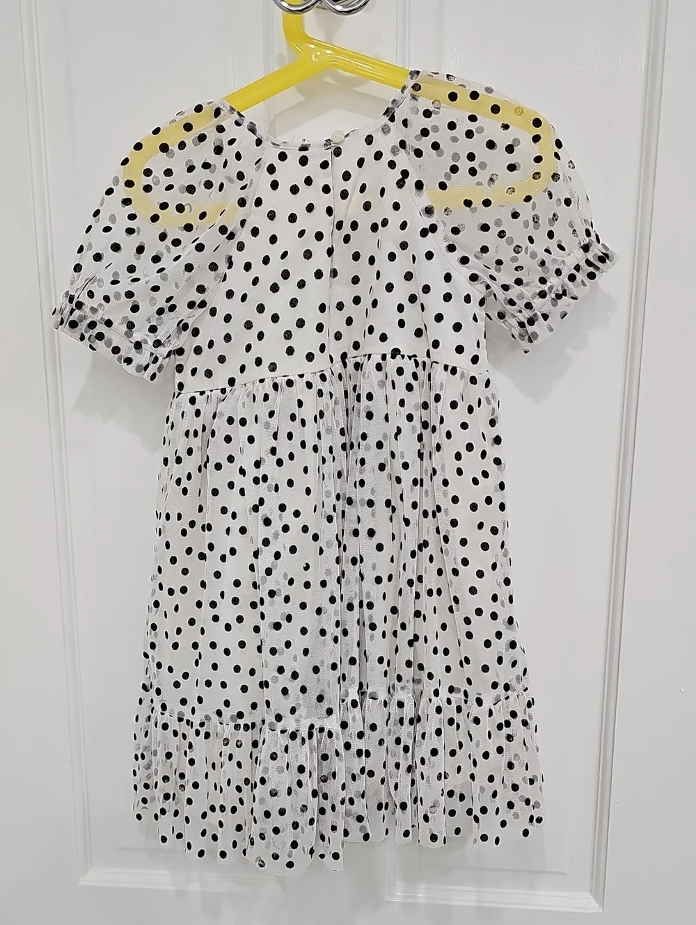 GAP White Dress with Black Polka Dots and Ruffle Hem